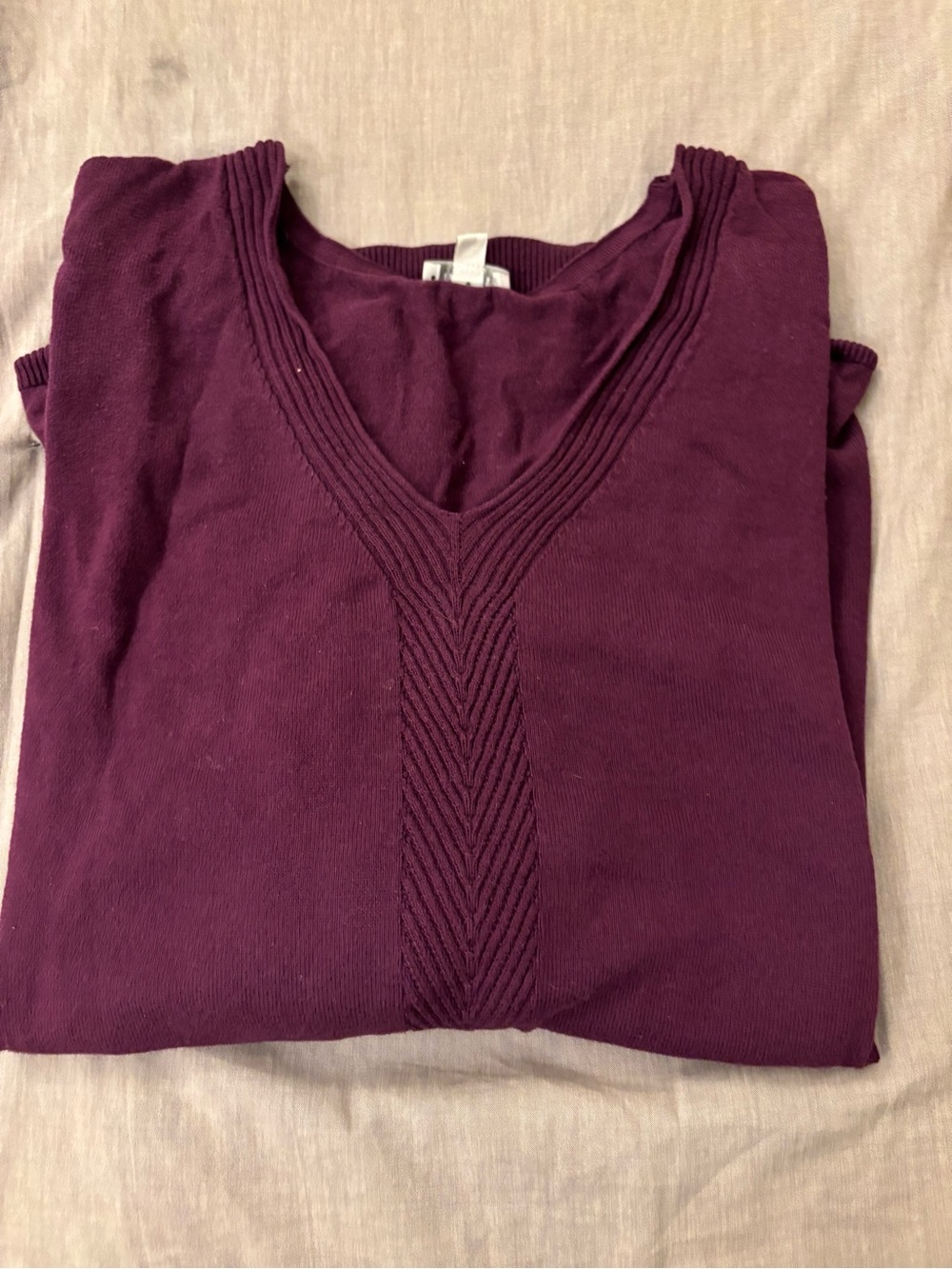 100% Cotton Talbot’s V-Neck Pullover Sweater in Deep Plum 2X